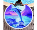 Dolphins on Multipurpose Quick Dry Sand Proof Round Beach Towel 40021-7