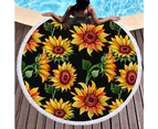 Sunflowers on Multipurpose Quick Dry Sand Proof Round Beach Towel 40020-11