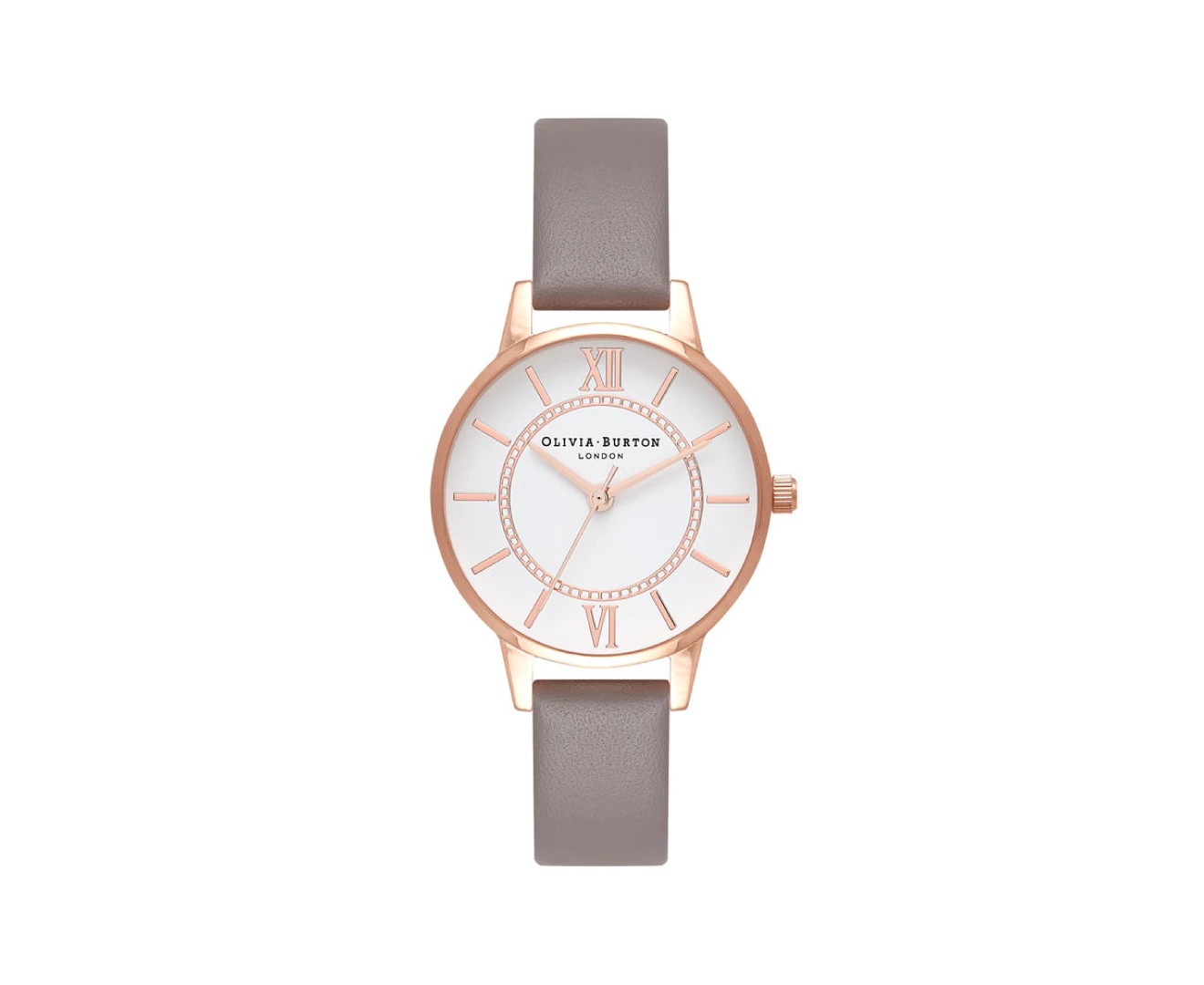 Olivia Burton Ob16wd63 Ladies' Quartz Wristwatch Pink Case With Grey Strap (30mm)