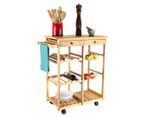 Bamboo 85cm Kitchen Trolley w/ Drawers - Natural