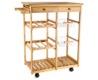 Bamboo 85cm Kitchen Trolley w/ Drawers - Natural