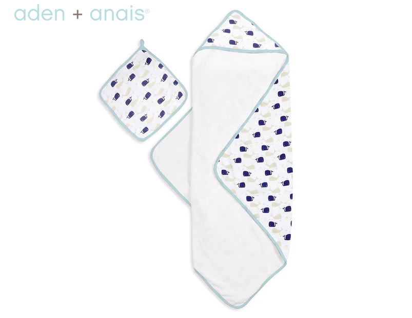 Aden + Anais 90x90cm Hooded Baby Towel & Wash Set - High Seas
