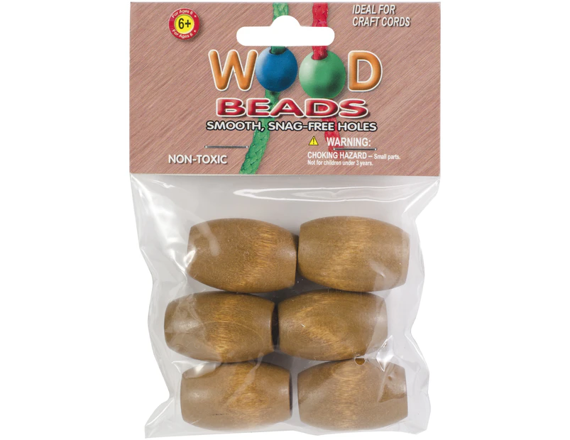 Oval Wood Beads 32Mmx22mm 6/Pkg-Maple