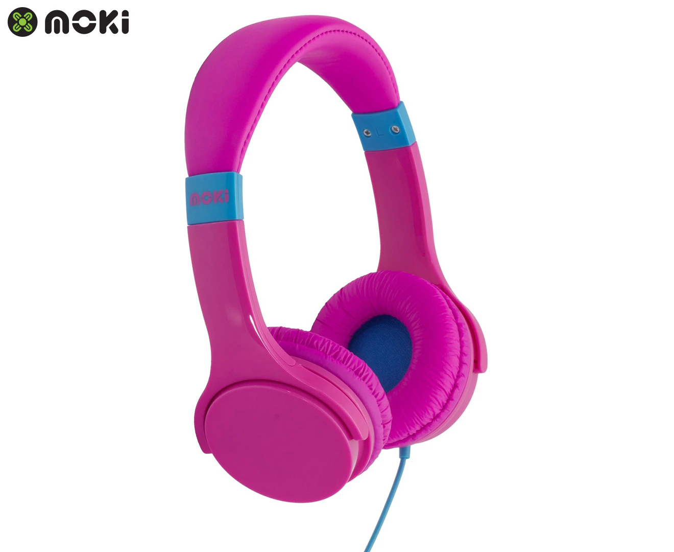 Moki Lil' Kids Volume Limited On Ear Headphones/Headband w/3.5mm Jack Pink 3y+