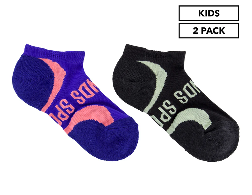 Bonds Kids' Training Sports Socks 2-Pack - Black/Royal Blue