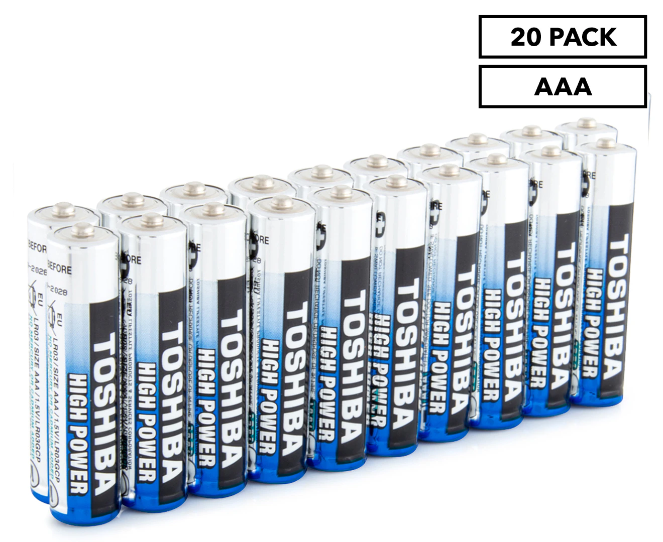 20pc Toshiba Alkaline AAA Battery 1.5V High Power Leakage Resistant LR03