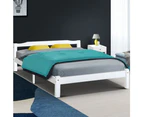 Artiss Queen Size Wooden Bed Frame Mattress Base Timber Platform White LEXI