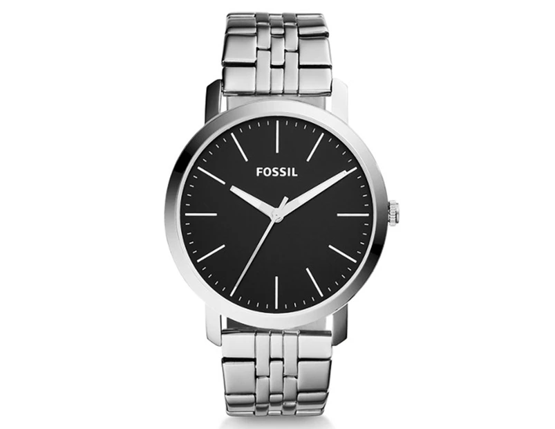Fossil Men's 44mm Luther 3-Hand Stainless Steel Watch - Black/Silver