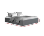 Artiss Gas Lift Bed Frame Double Size Bed Base With Storage Mattress Upholstered Fabric Grey Toki Collection