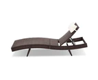 LANGRIA Outdoor Wicker Sun Lounge - Brown(AU Stock)