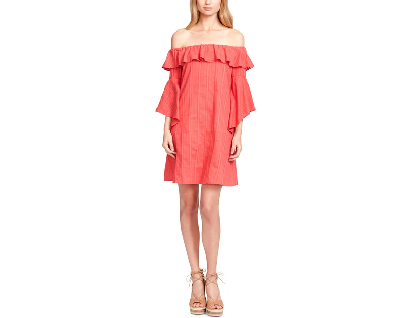 Jessica Simpson Womens Hanna Ruffled Off-The-Shoulder Casual Dress