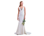 Nicole Miller Women's Jules Stitch Twill Beaded Inset Gown / Bride / Bridal / Wedding Dress - Antique White