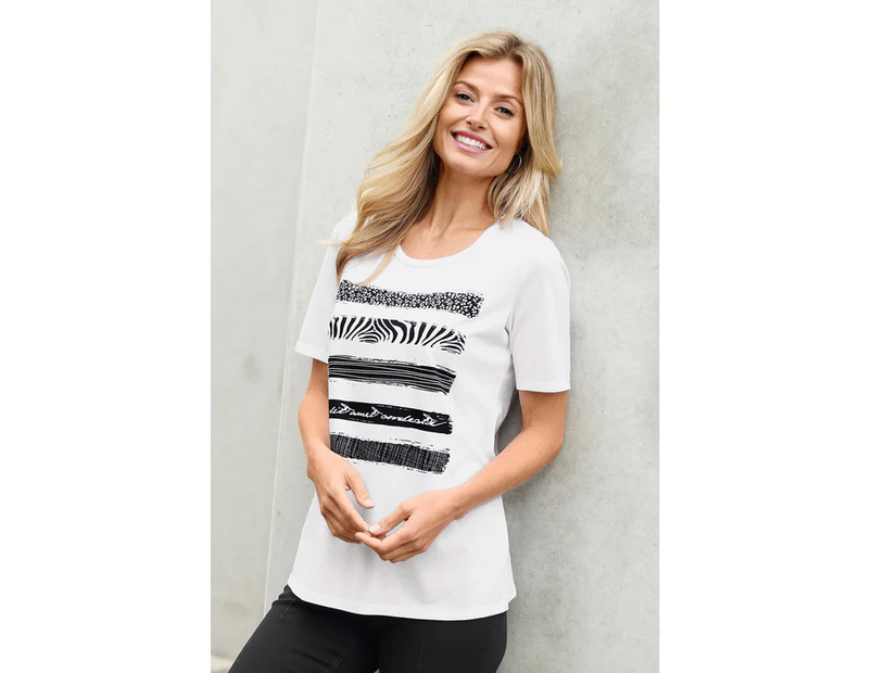 Womens Euro Edit Printed T-Shirt White