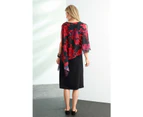 Womens Euro Edit Layer Dress Red Floral