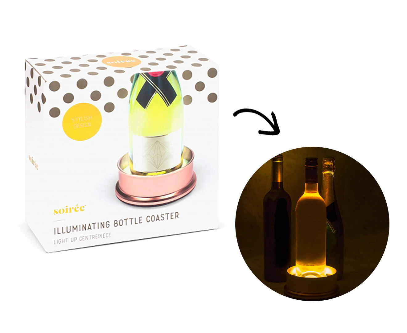 Illuminating Bottle Coaster Centrepiece