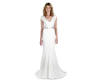 Nicole Miller Women's Kimberly Heavy Stitch Crepe De Chine Gown / Bride / Bridal / Wedding Dress - Antique White