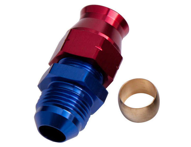 Aeroflow 1/2" Hard Line To -8AN Male Adapter Blue W/ Olive