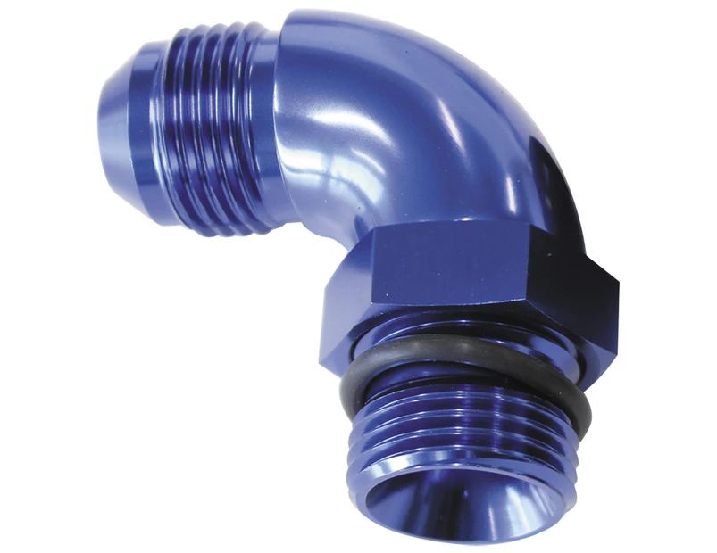 Aeroflow 90 Deg -10ORB To -8AN Completewith Jam Nut And O-Ring Blue