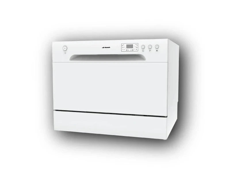Domain 6 Place Stainless Steel Electronic Benchtop Dishwasher - White