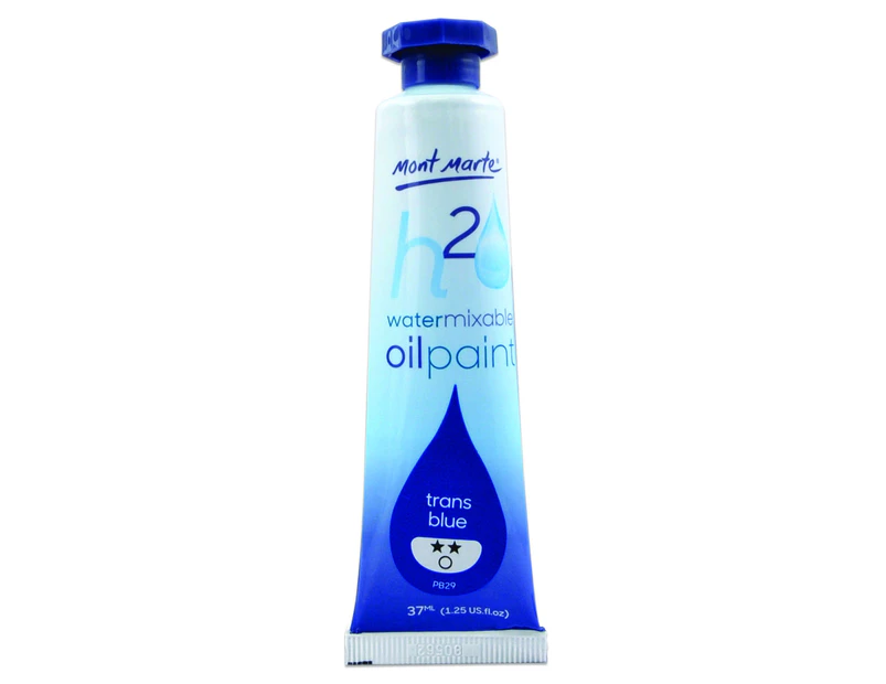 Mont Marte H2O Water Mixable Oil Paint 37ml - Trans Blue