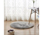Round Artificial Wool Fur Soft Plush Rug Carpet -Darkgrey