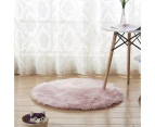 Round Artificial Wool Fur Soft Plush Rug Carpet -Pink