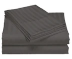 Royal Comfort 1200TC Damask Stripe Queen Bed Quilt Cover Set - Charcoal Grey