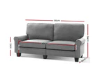 Artiss Sofa Lounge 3 Seater Couch Sofas Set Linen Fabric Suite 1780mm Grey
