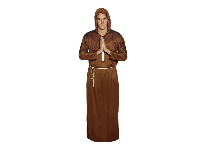 Men's Monk Medieval Priest Hooded Robe Costume