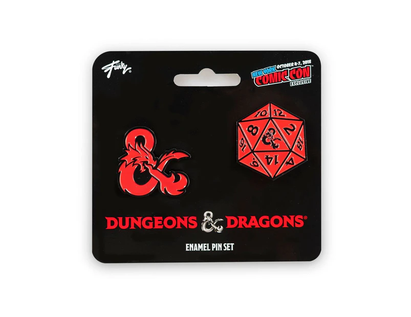 Dungeons & Dragons D20 Die and Ampersand Exclusive Enamel Pin Set