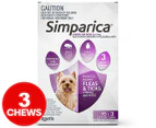 3pk Simparica Flea & Tick Chews For Extra Small Dogs 2.6-5kg