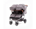 Baby Monsters Easy Twin 3.0 Side by Side Double Pram - Texas Silver/Tan