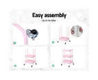 Artiss Storage Shelf Rack 3 Tier Rolling Trolley Cart Kitchen Pantry Portable Tool Makeup Storage Shelves Office Home Organiser Black Screw Drawer Pink