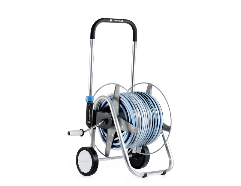 High Quality Wheeled Outdoor Garden Trolley Reel Watering Cart + 50m Hose