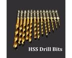 13Pcs HSS Titanium Coated 1/4" Hex Shank Twist Drill Bit Set 1.5-6.5mm Power Tool 2