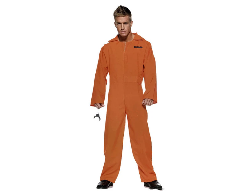 Prisoner Plus Size Jail Convict Adult Long Sleeve Costume