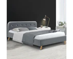 Artiss Queen Size Bed Frame Base Mattress Fabric Wooden Grey POLA