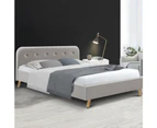 Artiss Queen Size Bed Frame Base Mattress Fabric Wooden Beige POLA