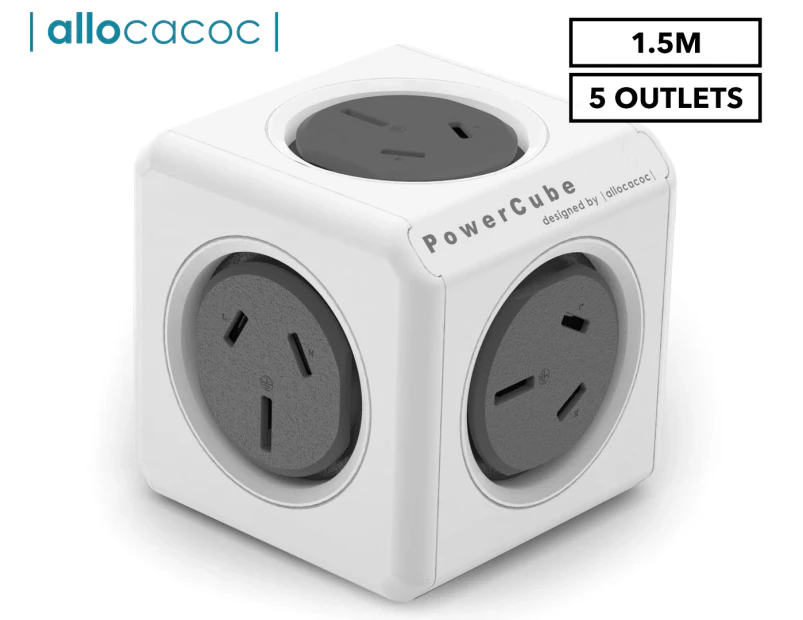 Allocacoc 5-Outlet 1.5m Original Extended PowerCube - Grey