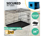 i.Pet 36" Dog Cage With Cover Pet Crate Kennel Folding Collapsible Portable BL