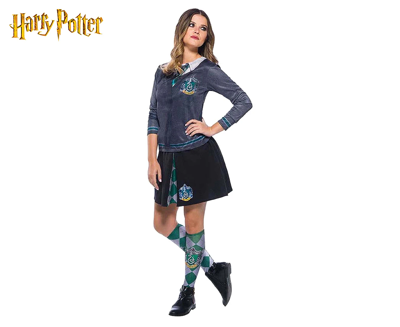 Harry Potter Adult Slytherin Costume Top - Grey/Green