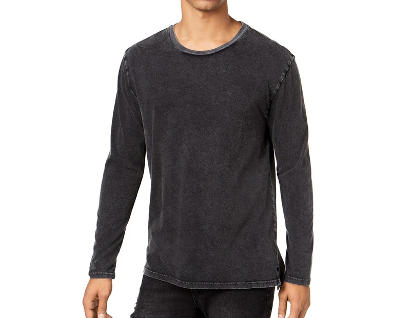 Elwood Mens Gray US Size XL Long-Sleeve Crewneck Snow Wash Tee T-Shirt