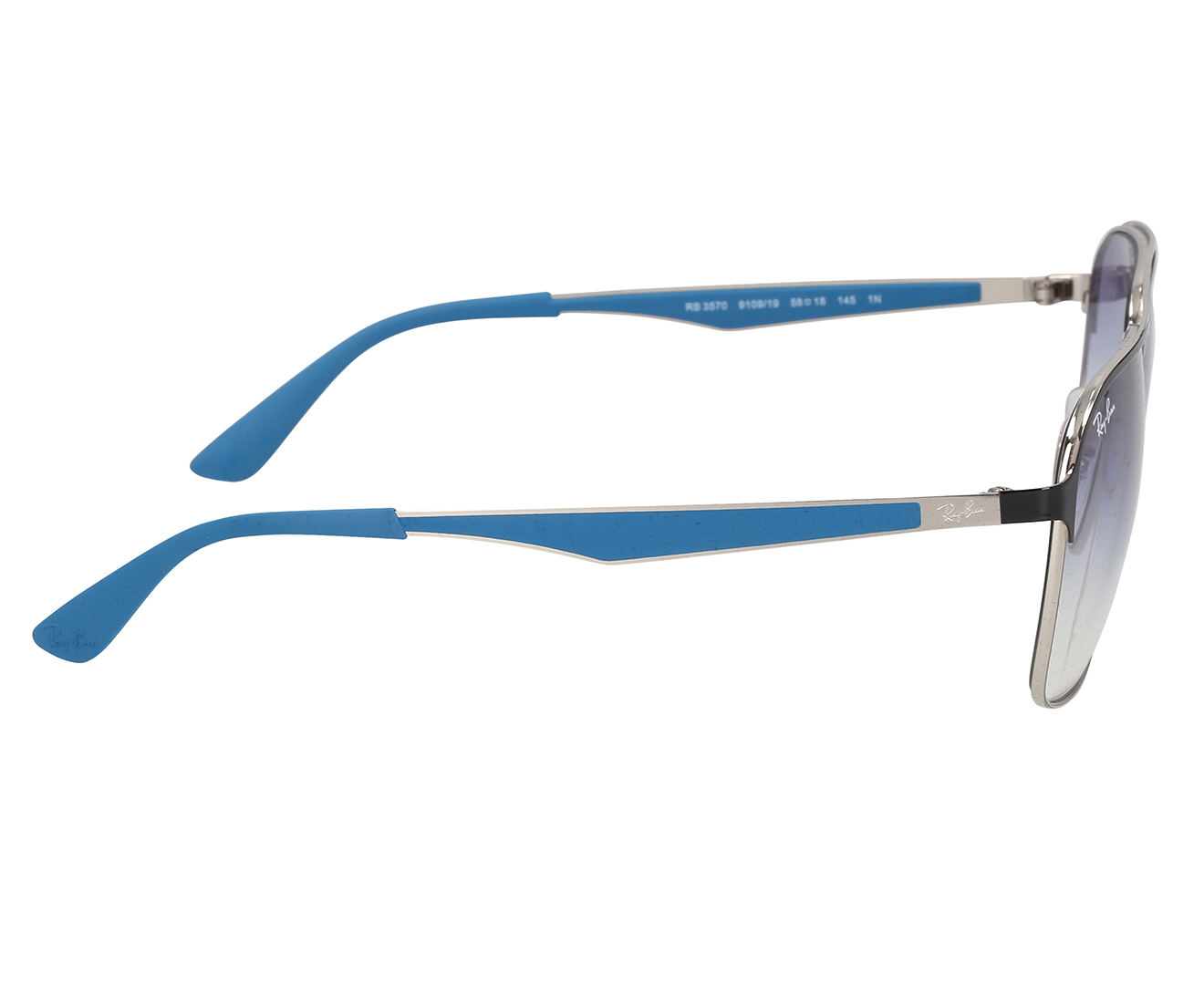 Ray-Ban Square RB3570 Light Tint Sunglasses - Silver/Black/Light Blue ...