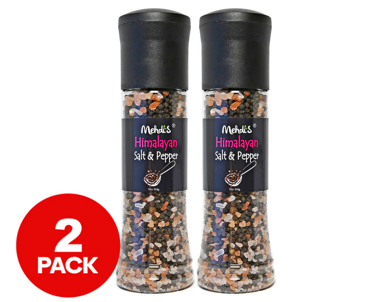 2 x Mehdi's Himalayan Salt & Pepper Grinder 310g