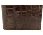 Mens Slim Genuine Skin Crocodile Leather Wallet Bi Fold Gift - Brown