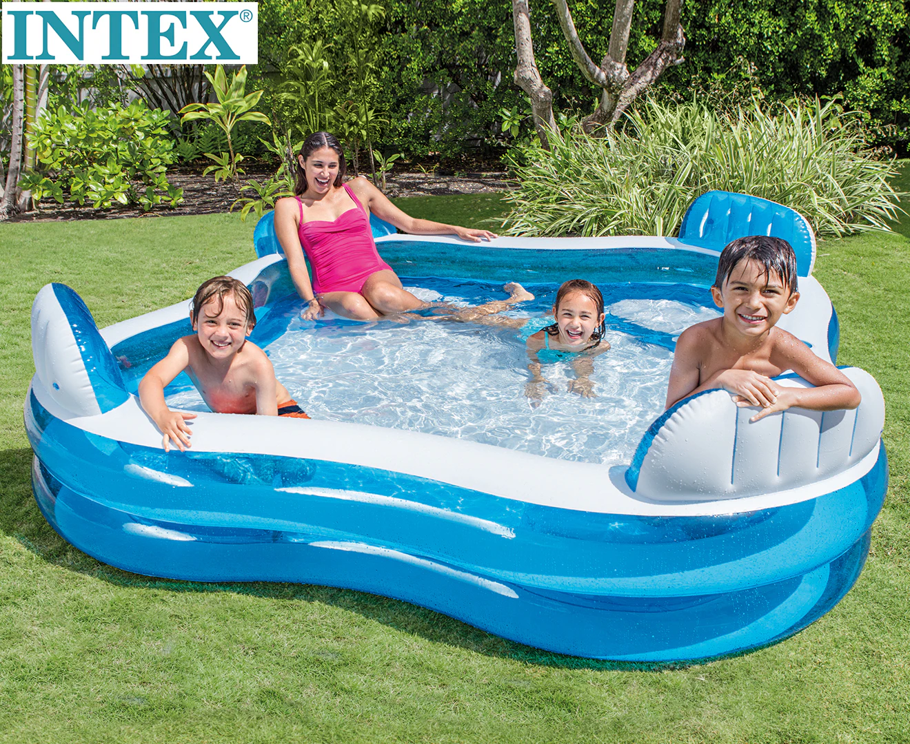 Intex Swim Centre 228cm Family Lounge Inflatable Pool w/ Seats/Drink Holders BL