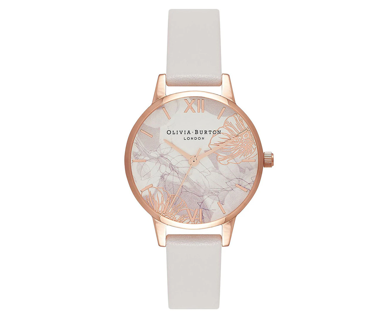 Olivia Burton Women's 30mm Abstract Florals Leather Watch - Blush/Rose Gold