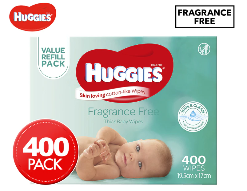 Huggies Thick Baby Wipes Fragrance Free 400-Pack