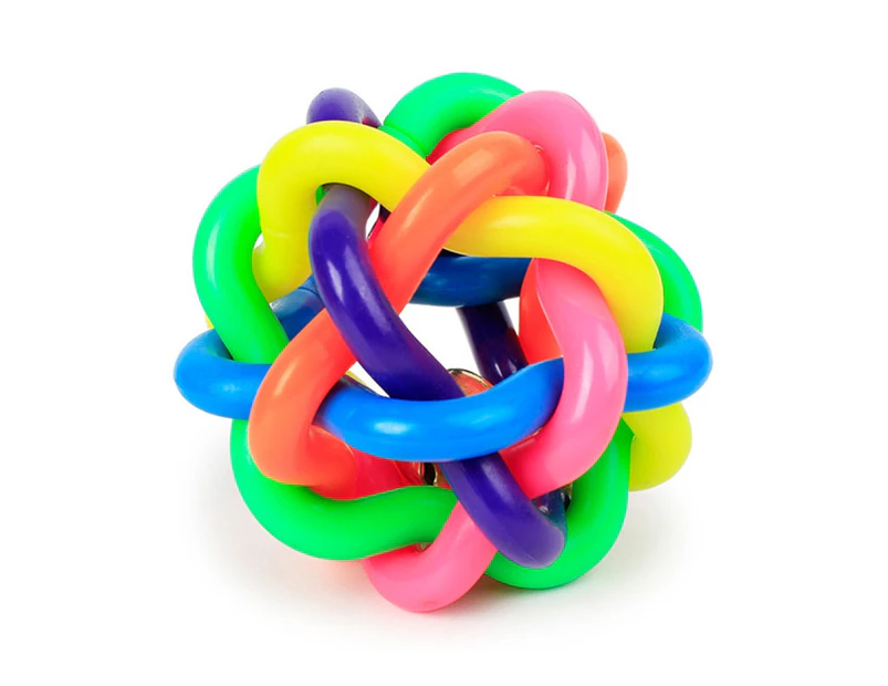 Colorful Belts Woven Rubber Ball Dog Toy