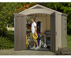 KETER Factor 8x6 Large Outdoor Storage/Garden Shed (Taupe & Beige)